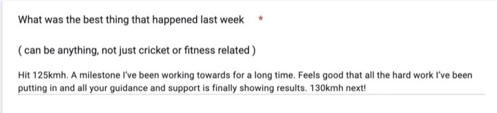 Weekly review answer: hit 125 km/h, a milestone I've been working towards for a long time. 130 next